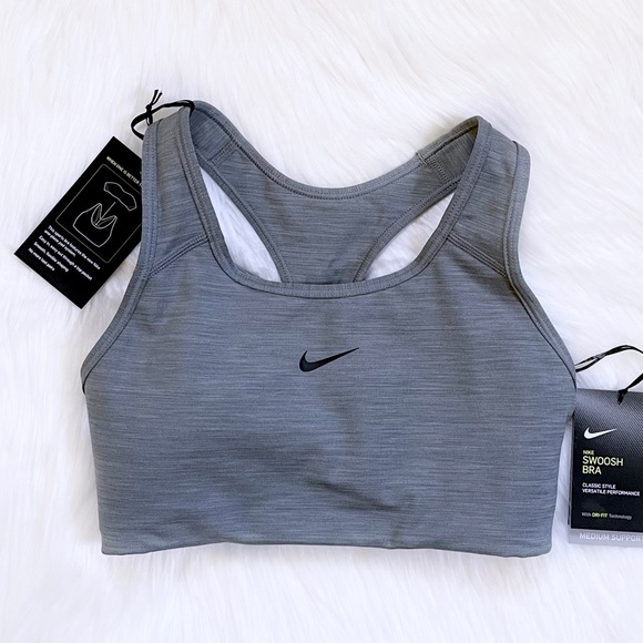 Nike Women’s Dri-Fit Swoosh Grey Sports Bra - Picture 8 of 8